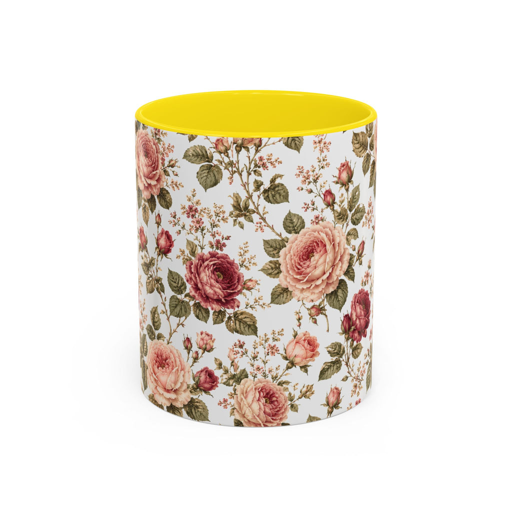 Floral Rose Accent Coffee Mug — Vintage Garden 11/15oz