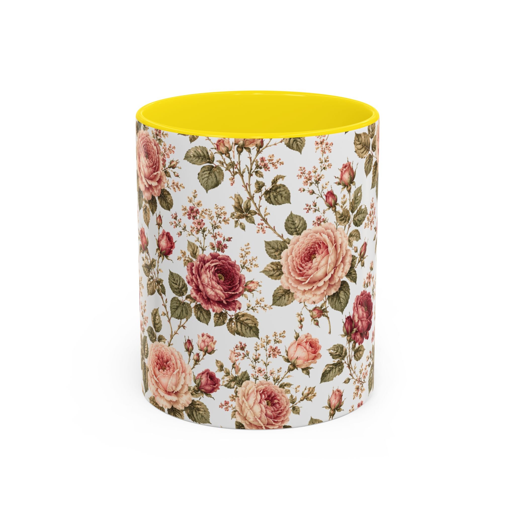 Floral Rose Accent Coffee Mug — Vintage Garden 11/15oz