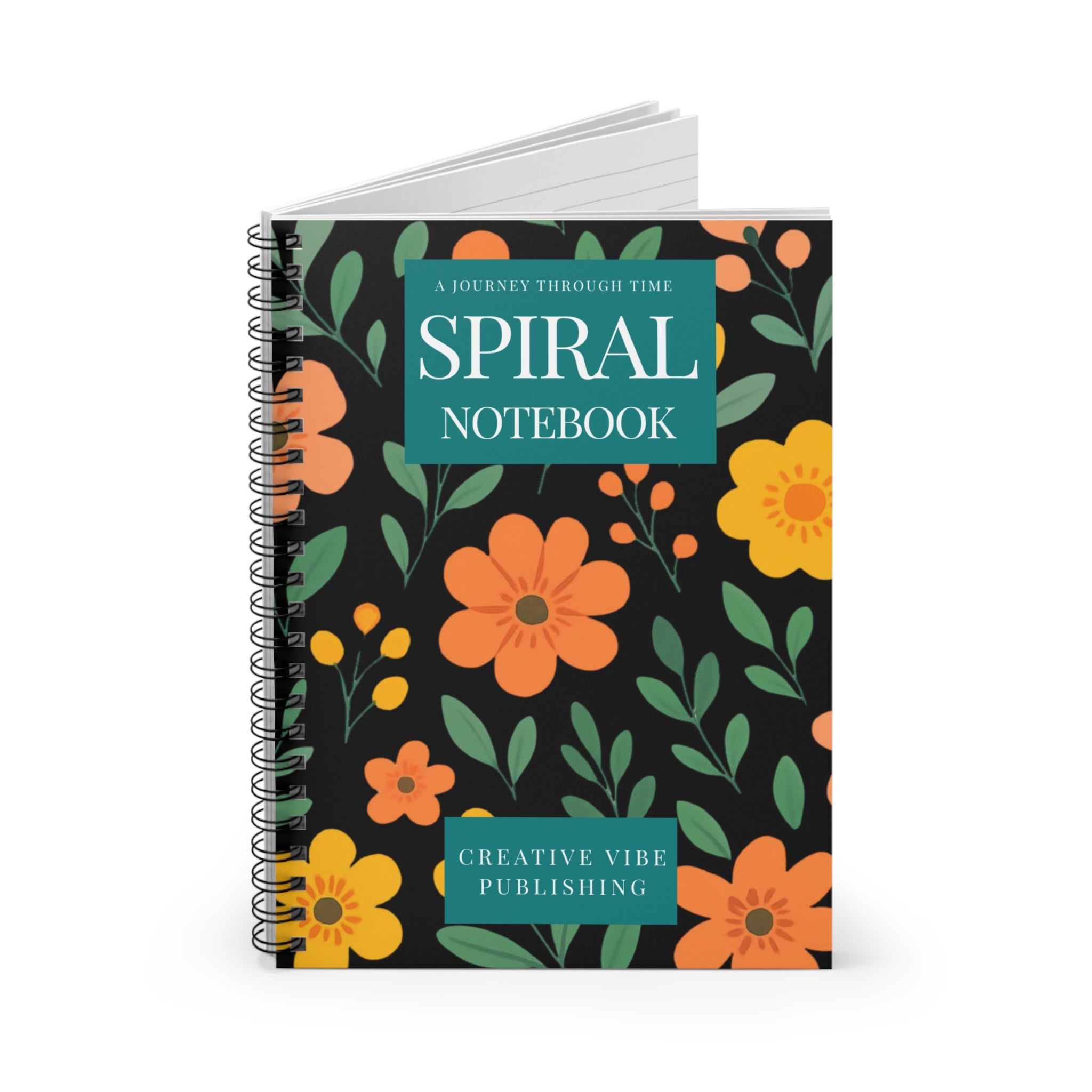 Floral Spiral Notebook — Ruled Lined Journal with 'Spiral Notebook' Cover