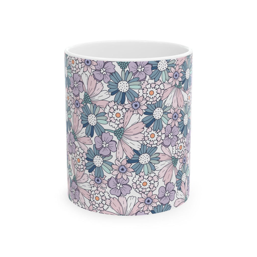Floral Pattern Ceramic Mug – Pastel Ditsy Flowers, 11oz & 15oz