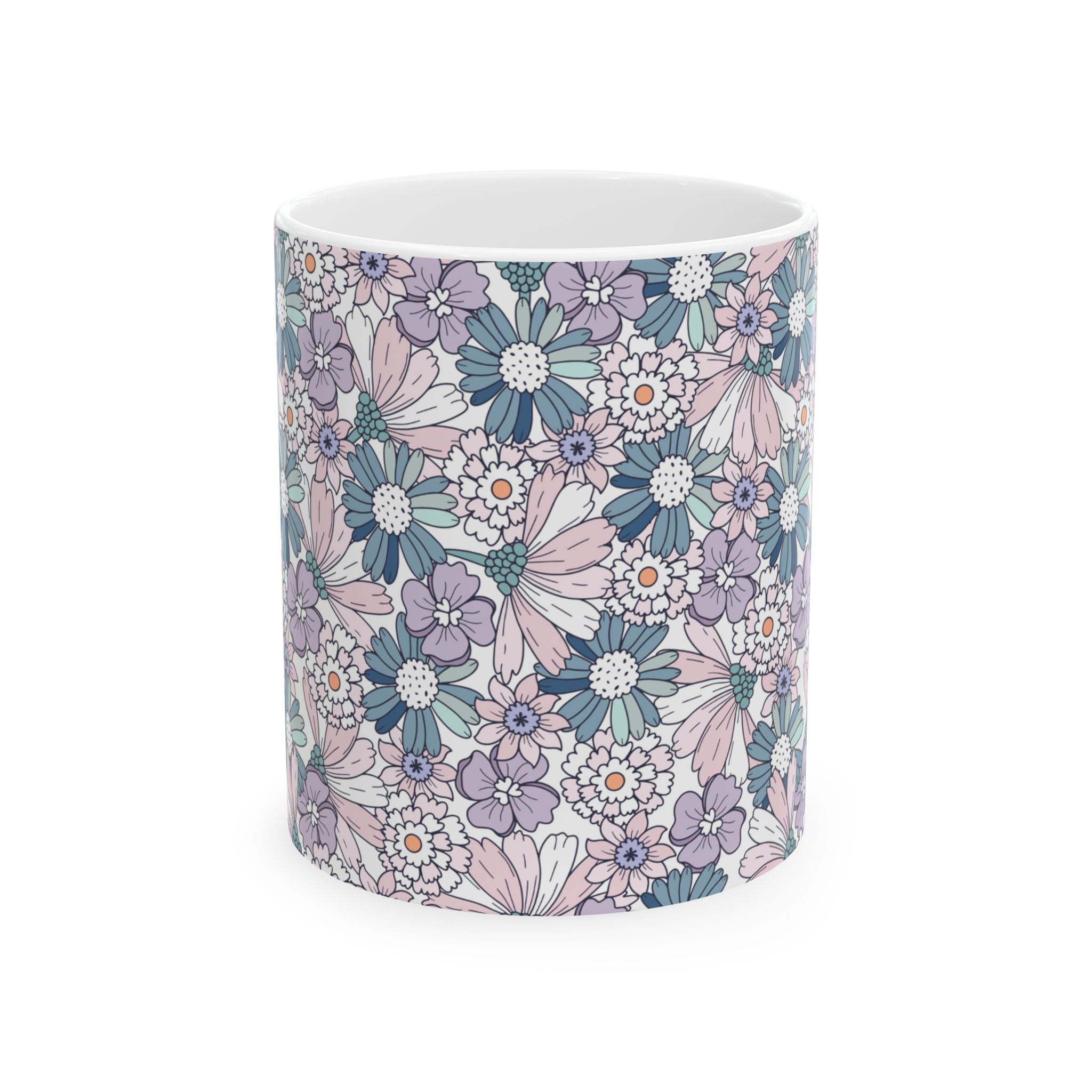 Floral Pattern Ceramic Mug – Pastel Ditsy Flowers, 11oz & 15oz