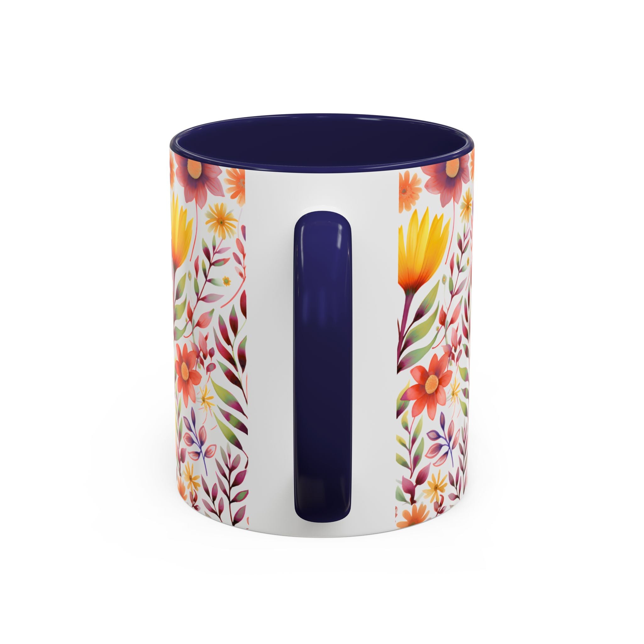 Floral Accent Coffee Mug – Colorful Watercolor Garden Design (11/15oz)
