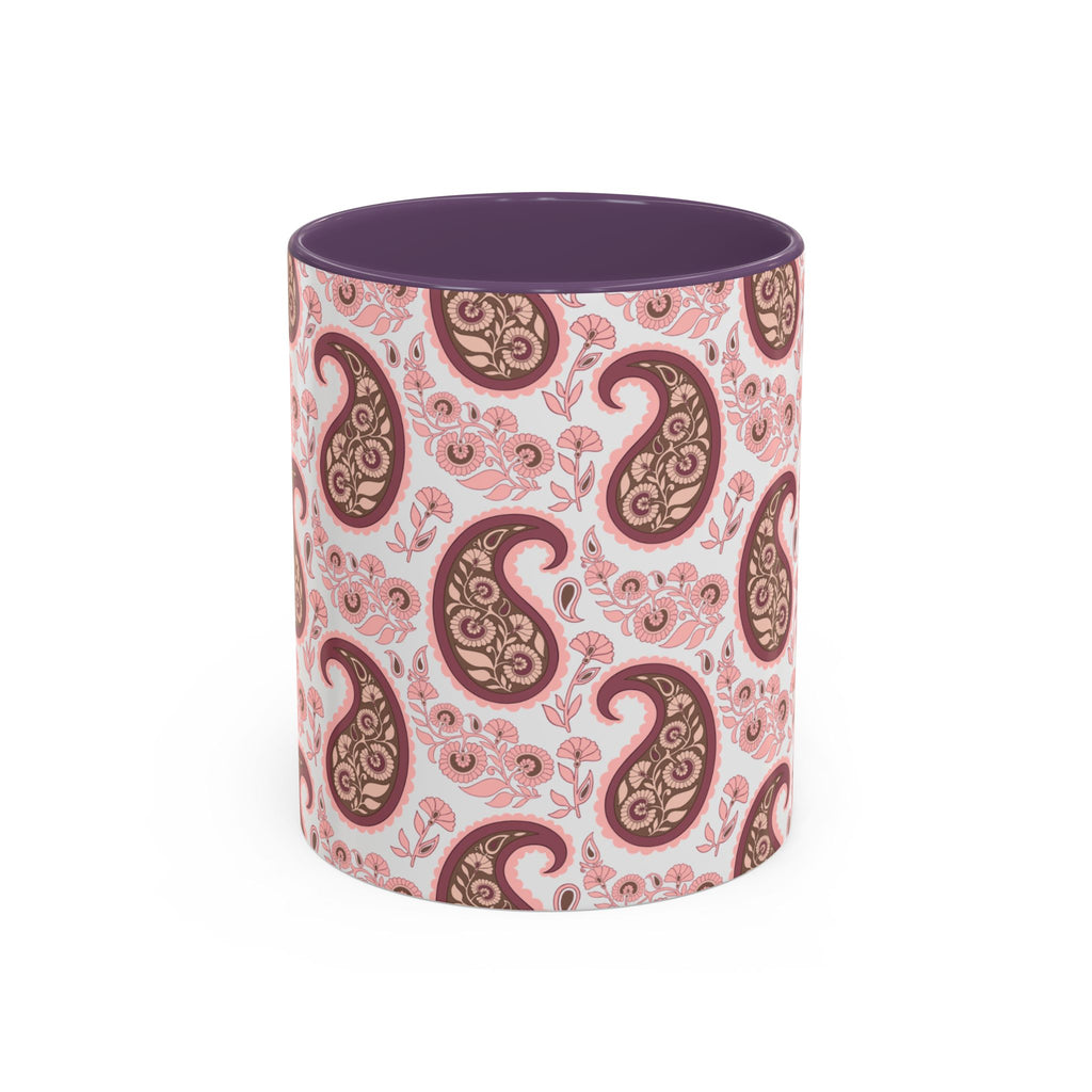 Pink Paisley Accent Coffee Mug — Decorative Floral Pattern 11/15oz