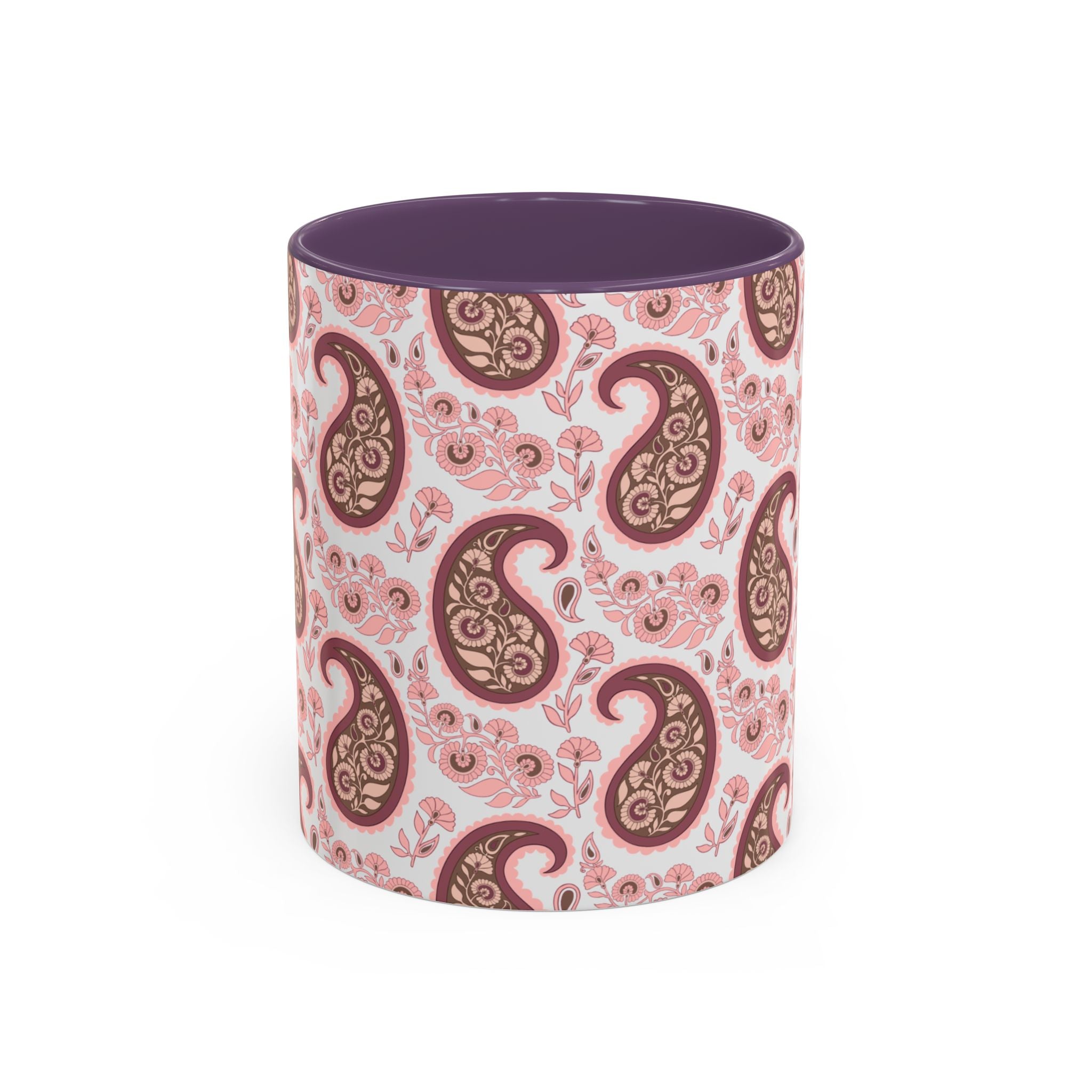 Pink Paisley Accent Coffee Mug — Decorative Floral Pattern 11/15oz