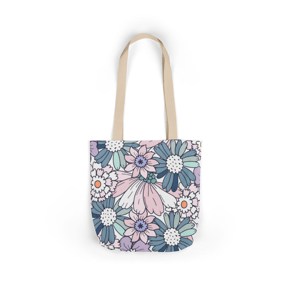 Floral Canvas Tote Bag — Pastel Daisy Garden Print