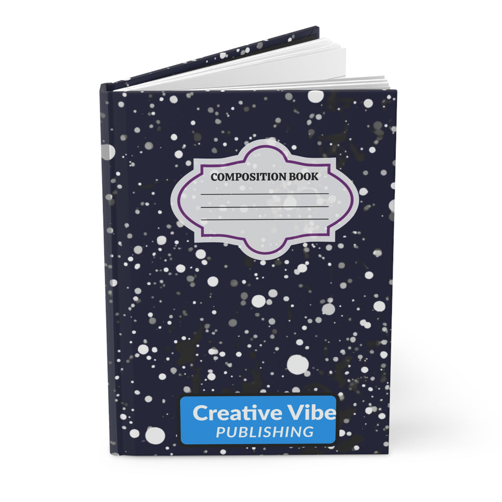 Composition Book Hardcover Journal – Navy Splatter Notebook for School, Writing, & Creative Notes