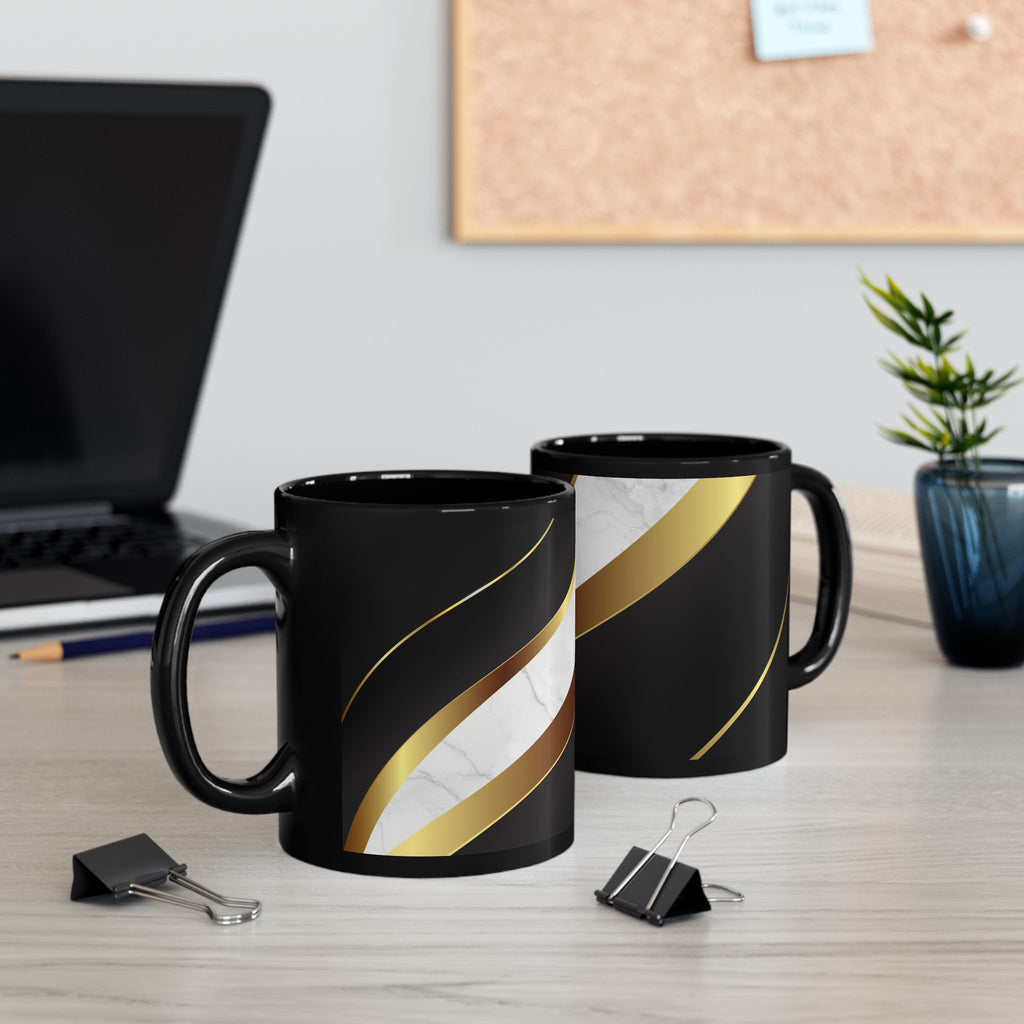 Black Marble & Gold Accent Mug — Elegant Ceramic Coffee Cup (11oz/15oz)