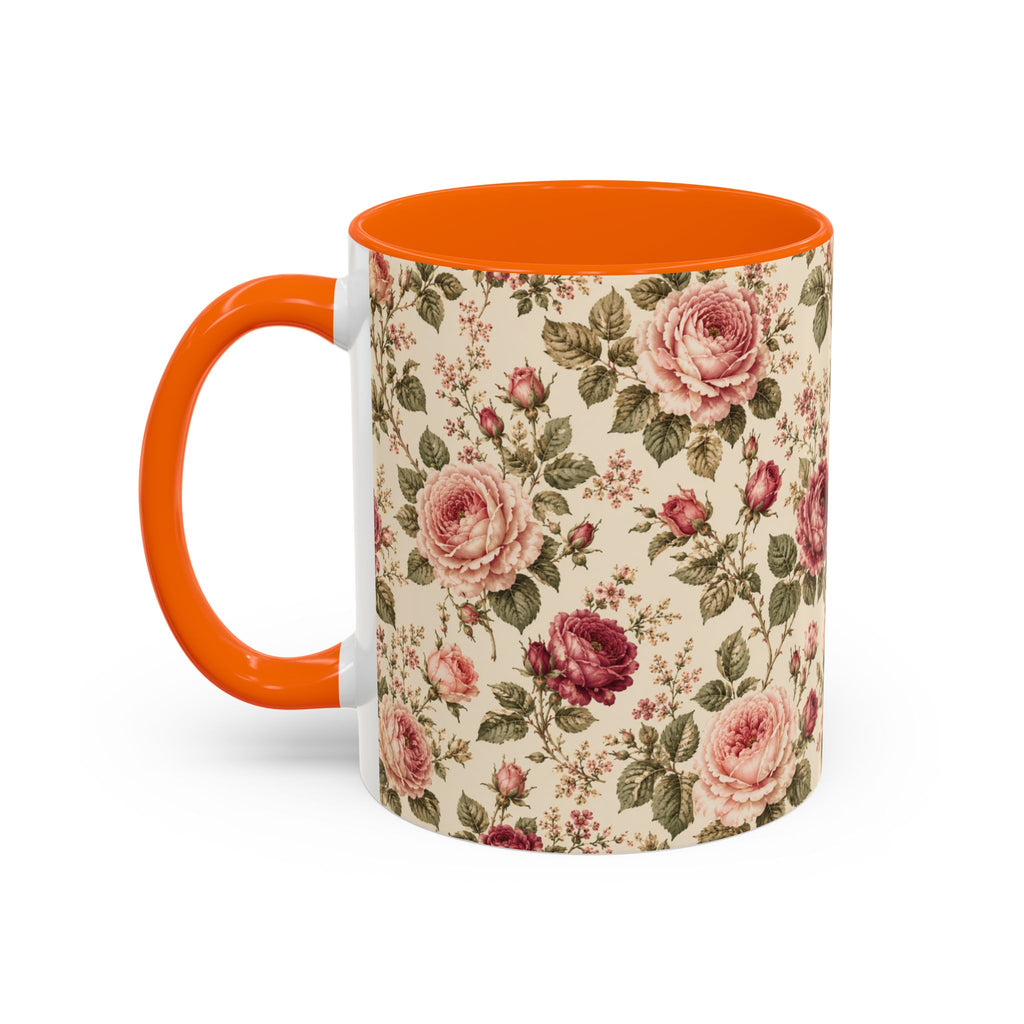 Vintage Rose Accent Coffee Mug – Floral 11/15oz