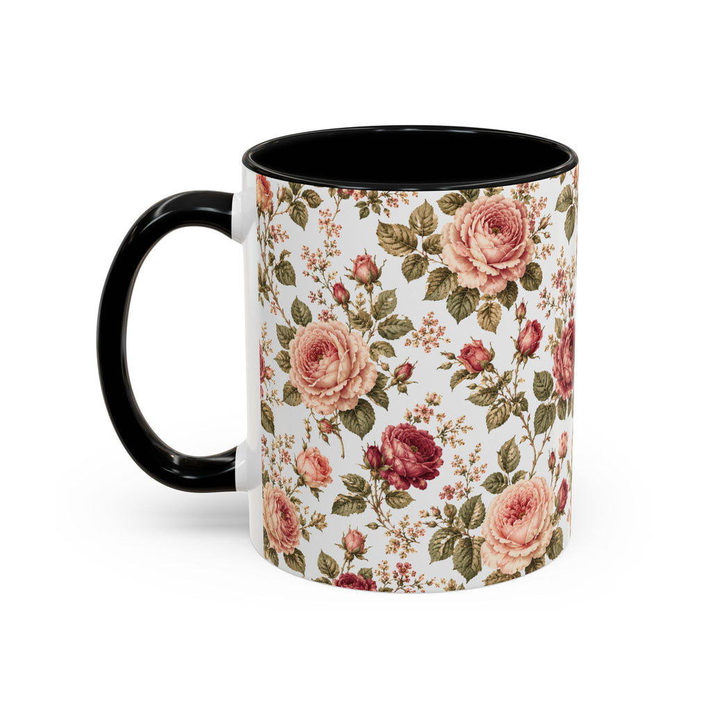 Floral Rose Accent Coffee Mug — Vintage Garden 11/15oz
