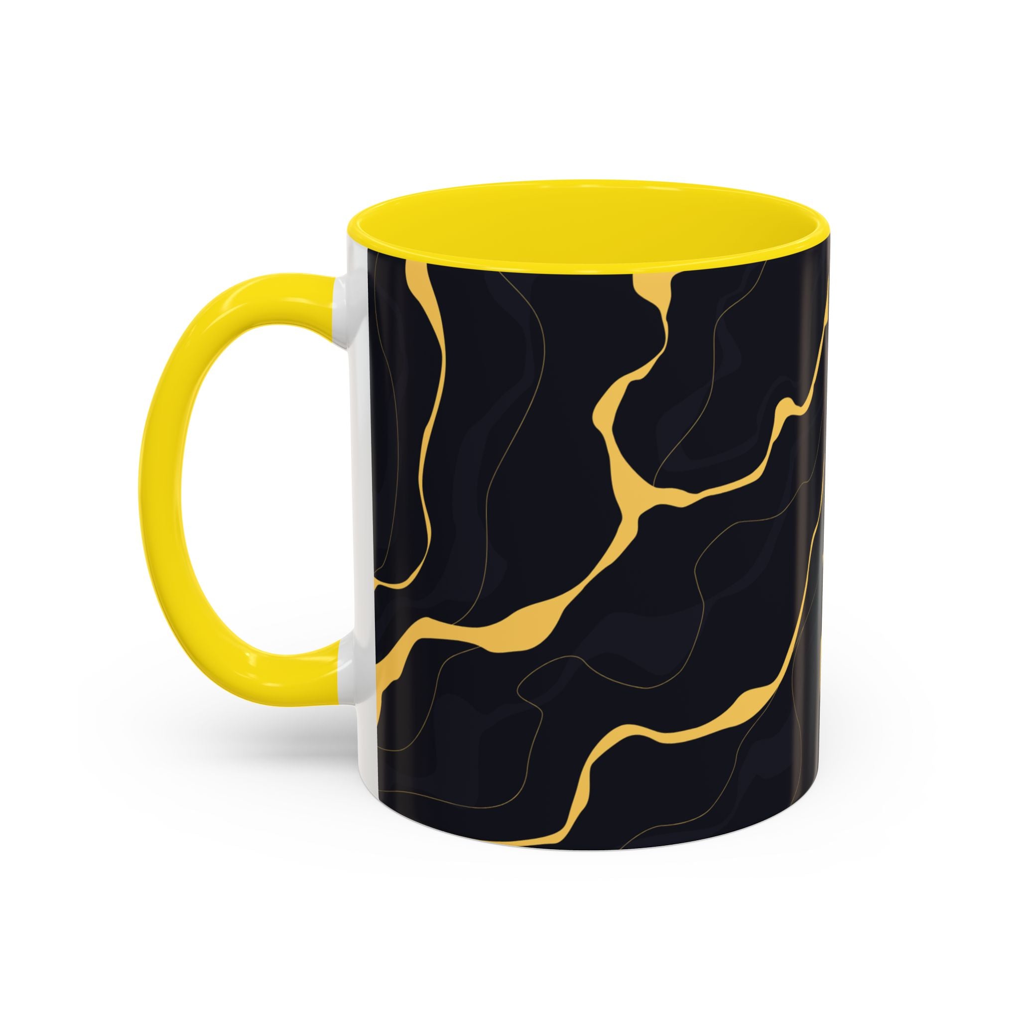 Black & Gold Marble Accent Coffee Mug — 11/15oz