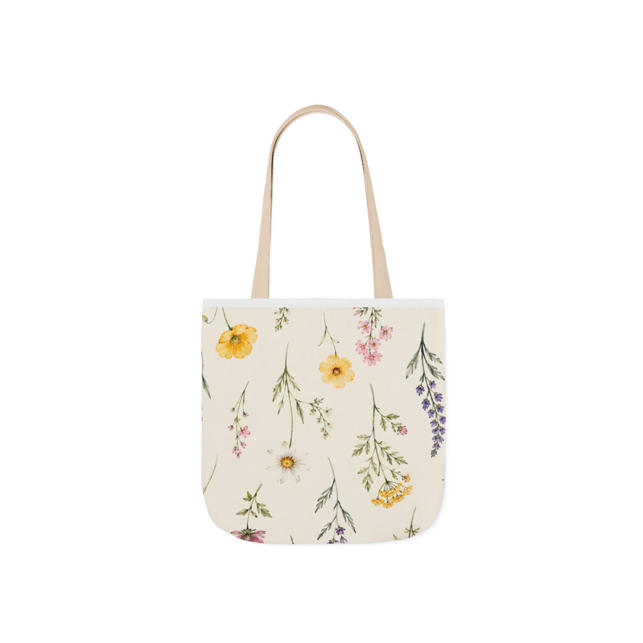 Floral Wildflower Canvas Tote Bag – Vintage Botanical Print, Everyday Market & Gift Tote