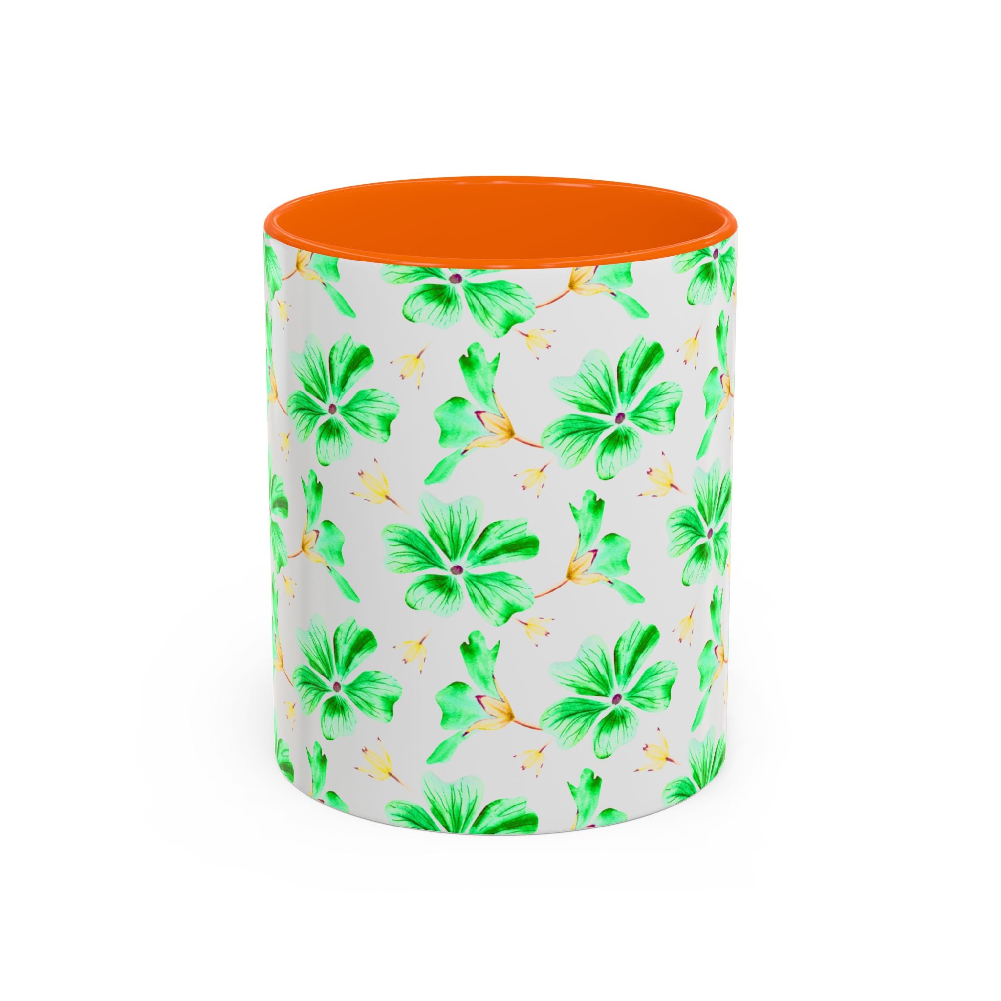 Green Watercolor Hibiscus Accent Coffee Mug – Tropical Floral Ceramic Mug