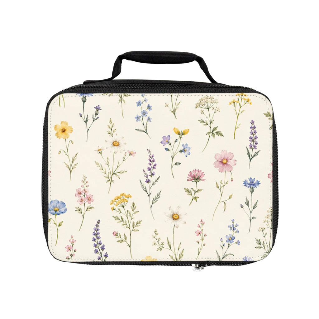 Floral Wildflower Lunch Bag — Pastel Botanical Insulated Tote
