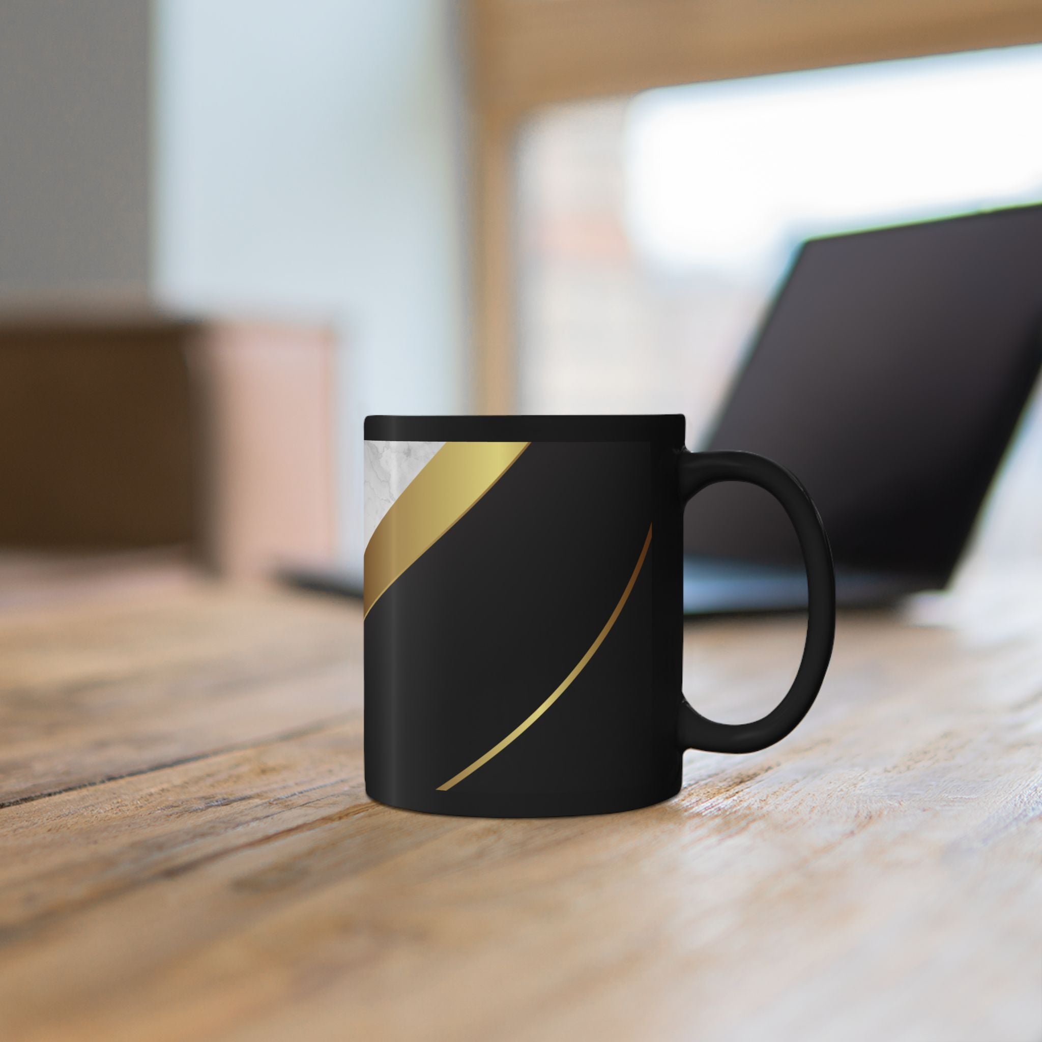 Black Marble & Gold Accent Mug — Elegant Ceramic Coffee Cup (11oz/15oz)