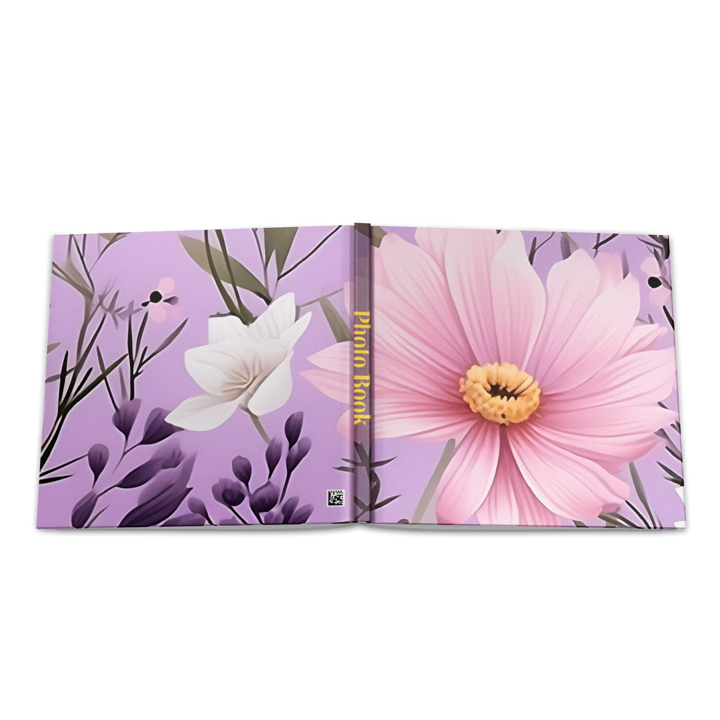 Floral Hardcover Photo Book — Pink Cosmos Design, Personalized Memory Album
