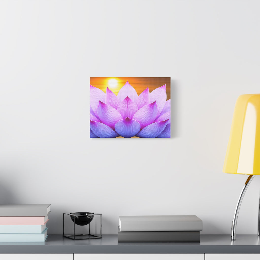 Lotus Sunrise Matte Canvas Wall Art — Purple Pink Floral Zen Décor