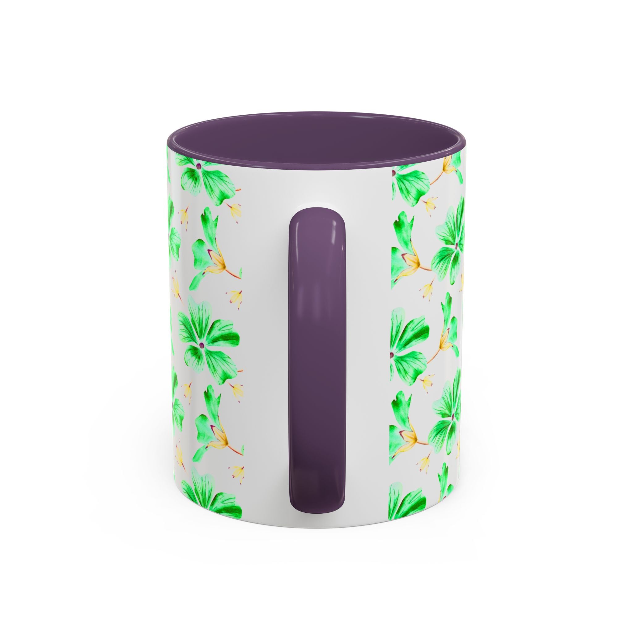 Green Watercolor Hibiscus Accent Coffee Mug – Tropical Floral Ceramic Mug
