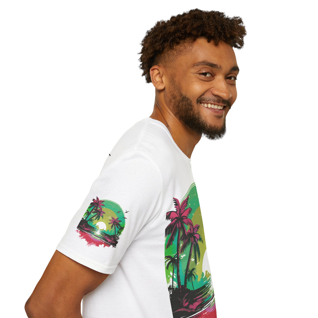 T-Shirt — Tropical Sunset Palm Beach Graphic Tee