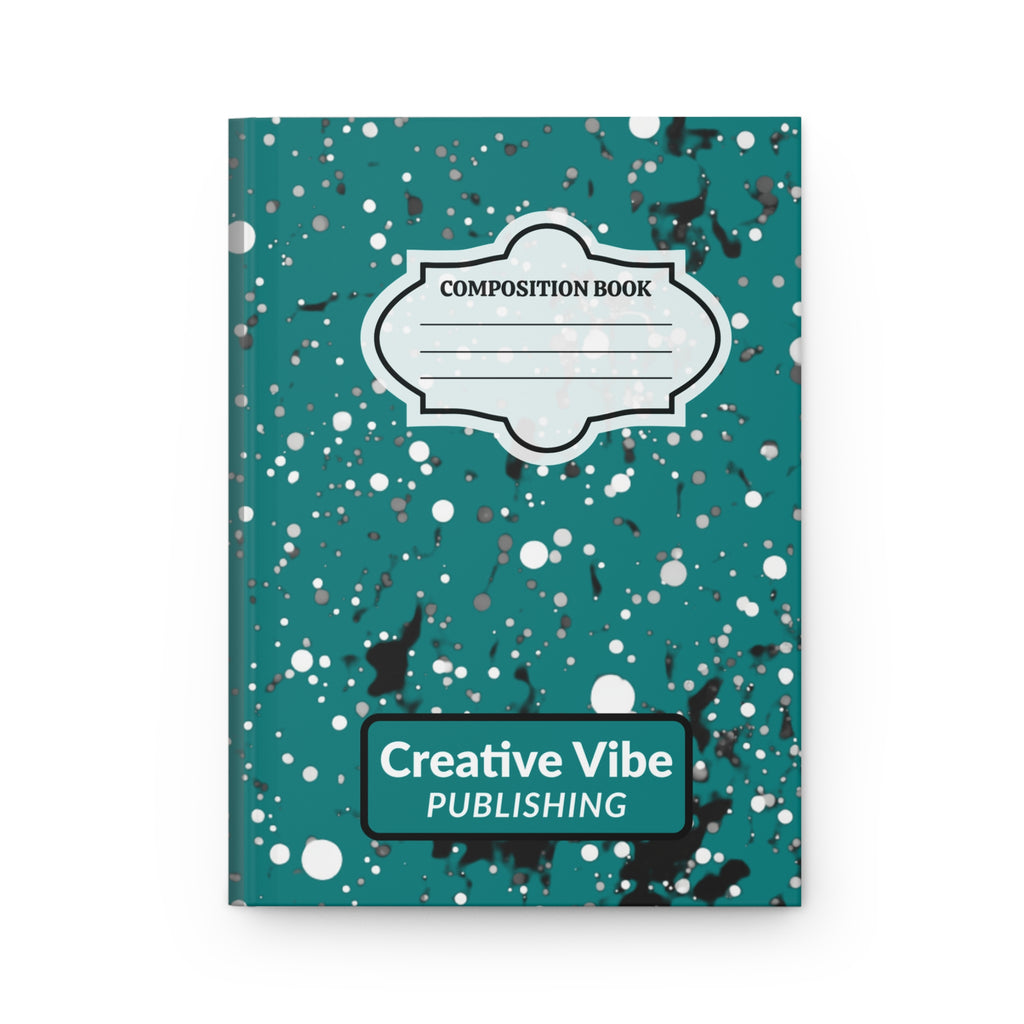 Hardcover Journal — Teal Splatter Composition Book with “Creative Vibe Publishing”