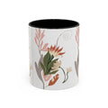 Floral Accent Coffee Mug – Botanical Pink & Green Pattern (11/15oz)