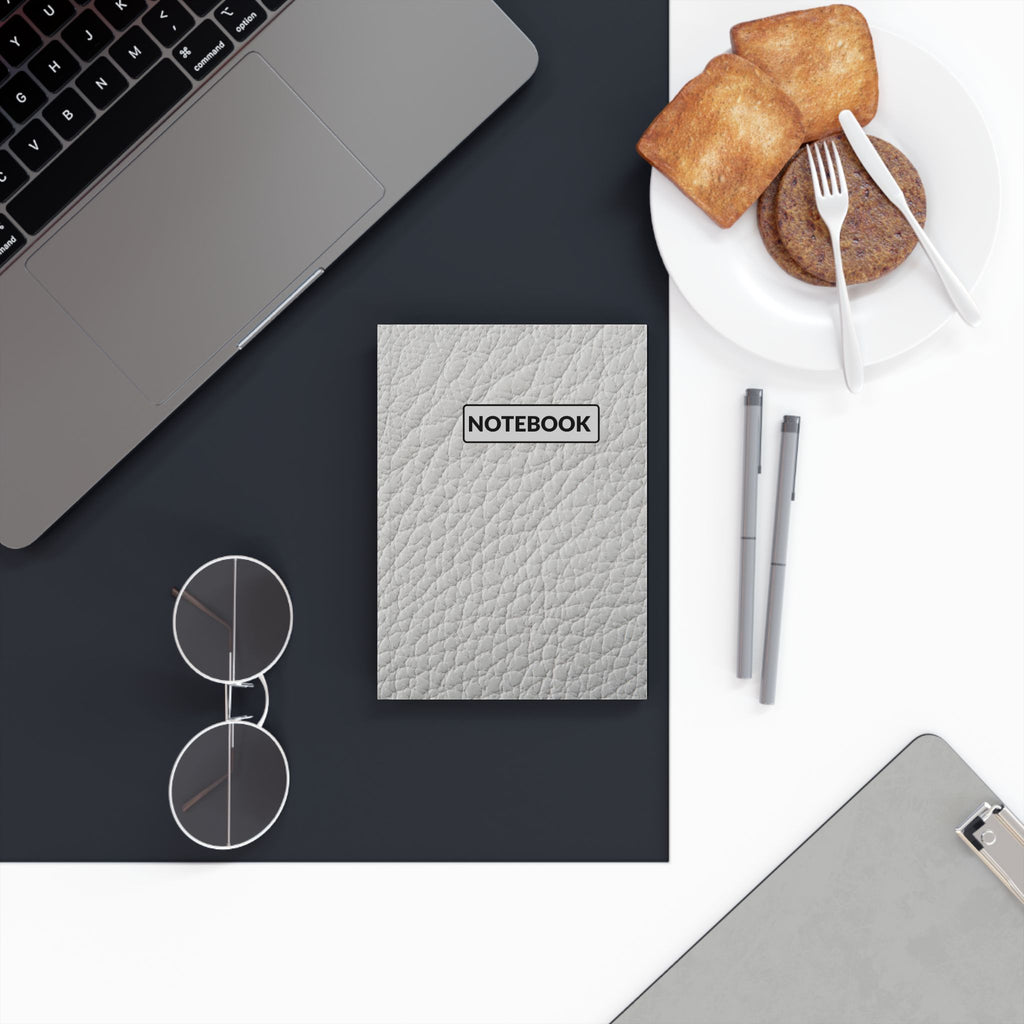 White Leather Texture Journal — "NOTEBOOK" Cover with Creative Vibe Publishing