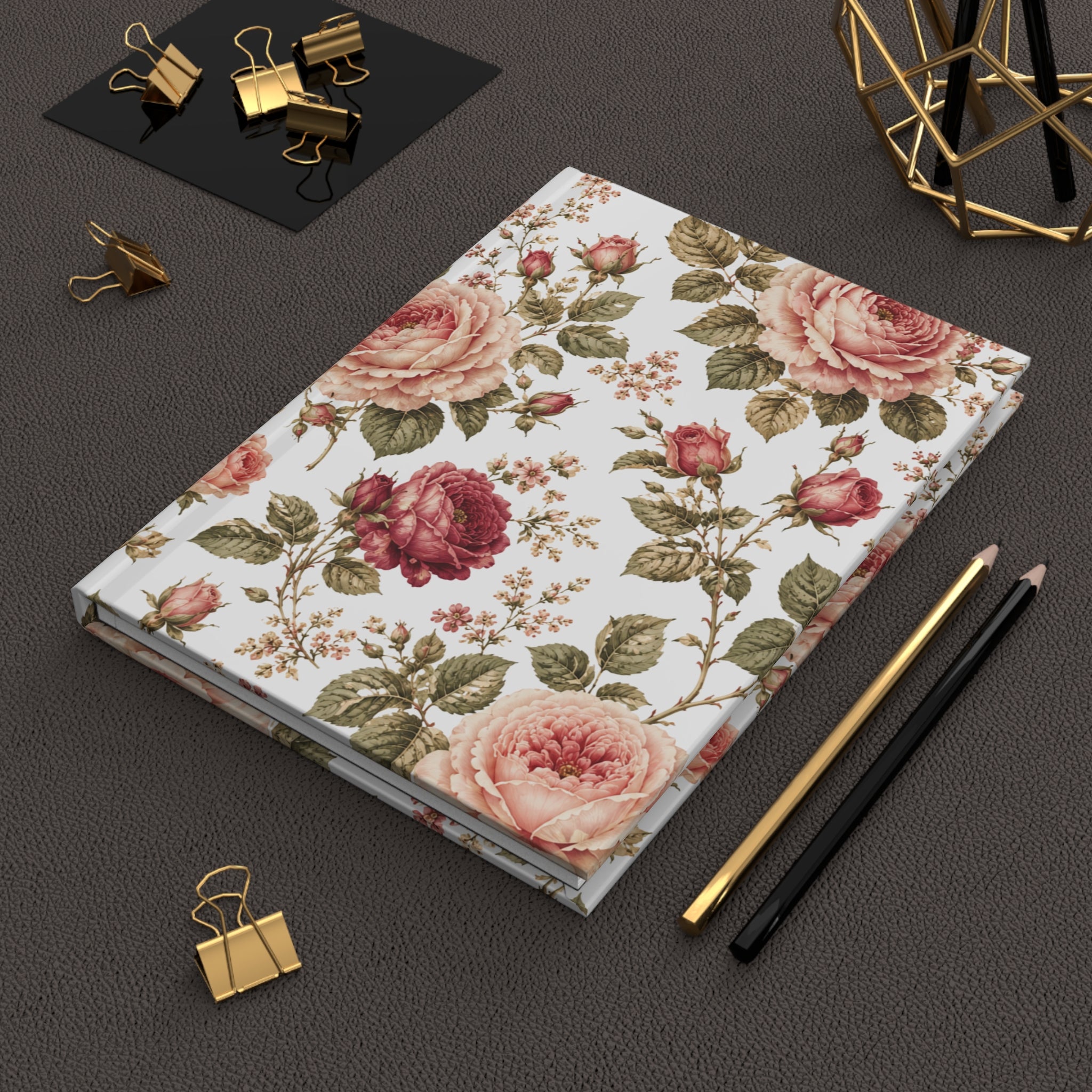 Vintage Rose Hardcover Journal — Floral Notebook for Writing, Planning & Gifts