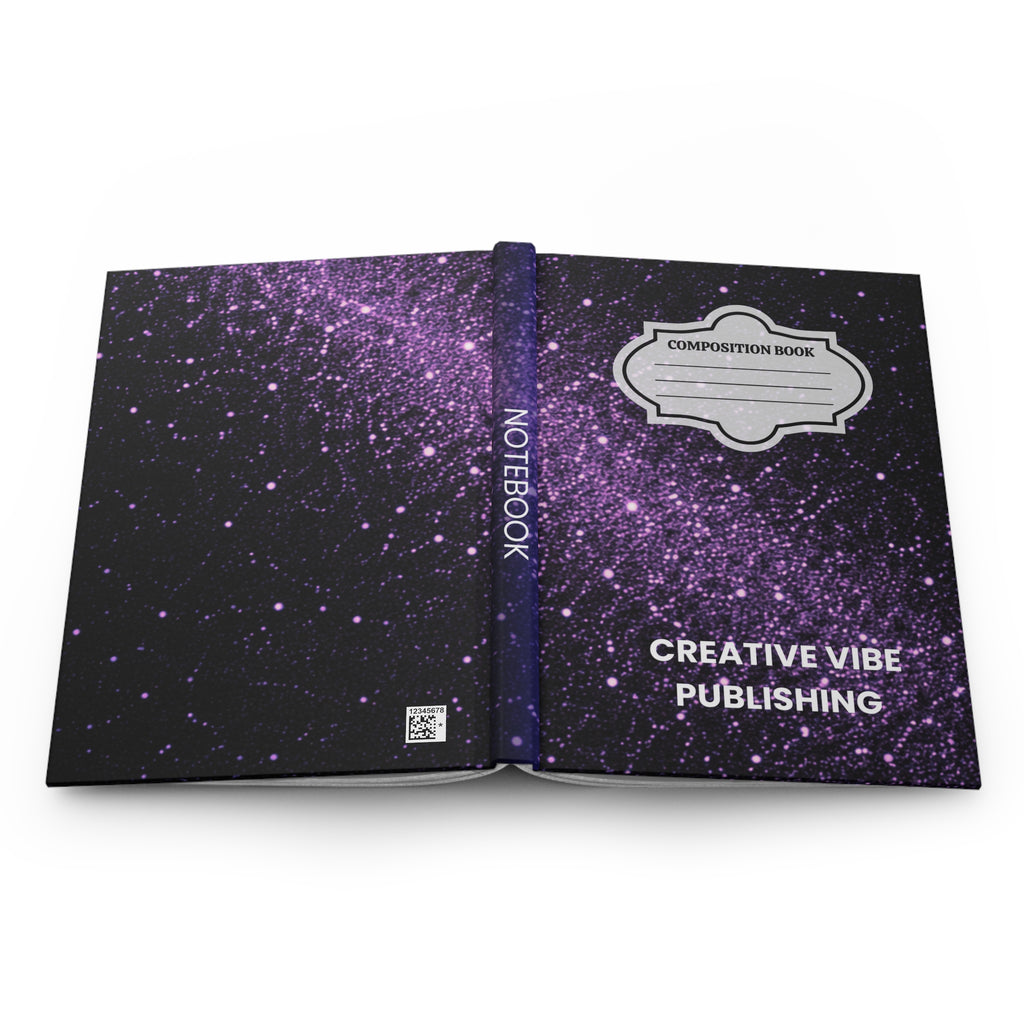 Purple Galaxy Hardcover Journal — "Creative Vibe Publishing" Composition Book