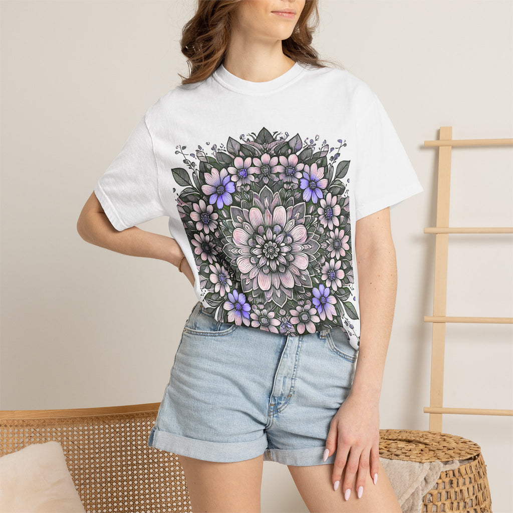 Floral Mandala T-Shirt — Pastel Garden Blossom Tee