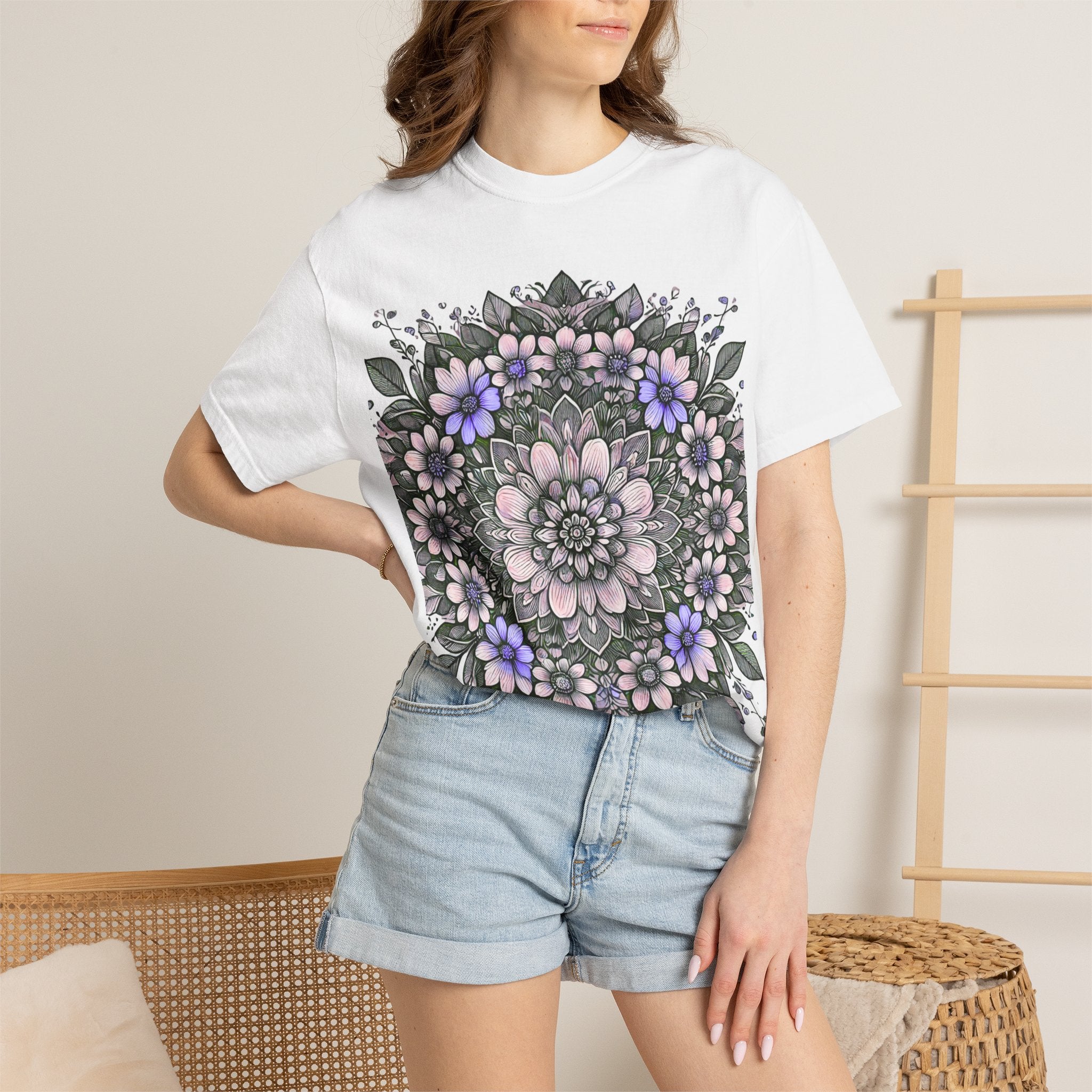 Floral Mandala T-Shirt — Pastel Garden Blossom Tee
