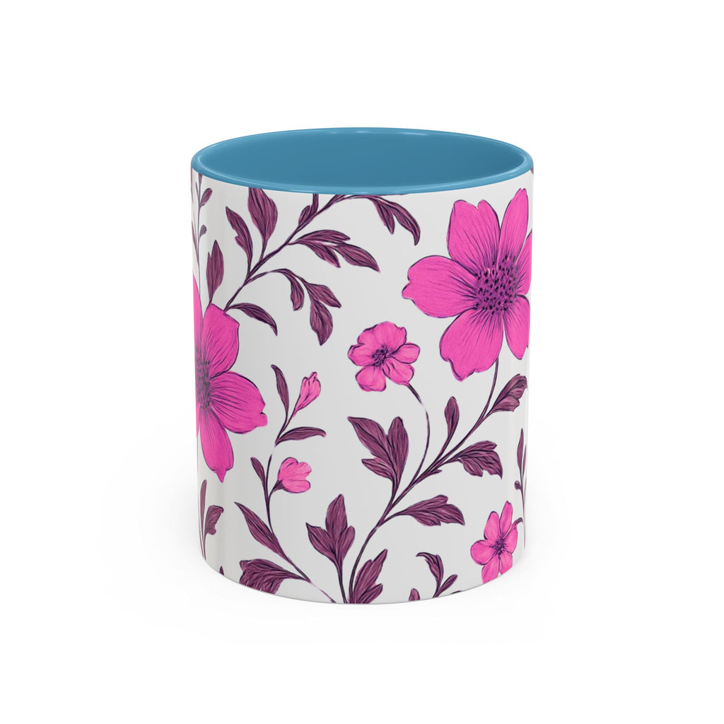 Pink Floral Accent Coffee Mug — 11/15oz