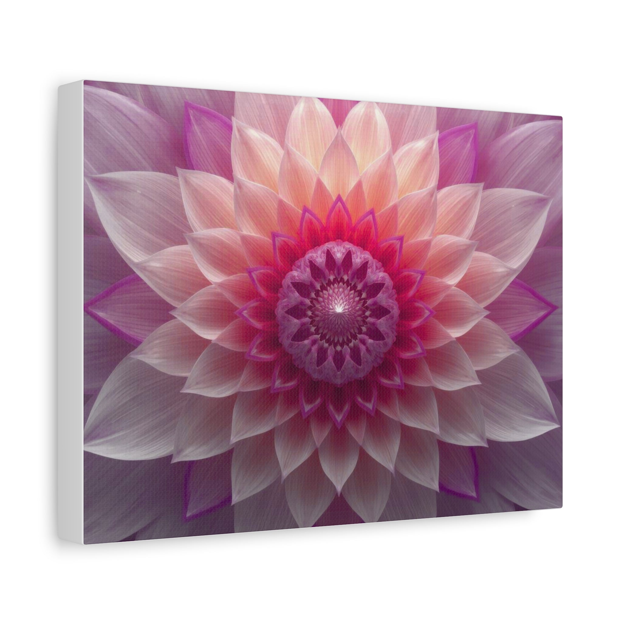 Pink Lotus Mandala Matte Canvas Wall Art - Stretched 1.25"