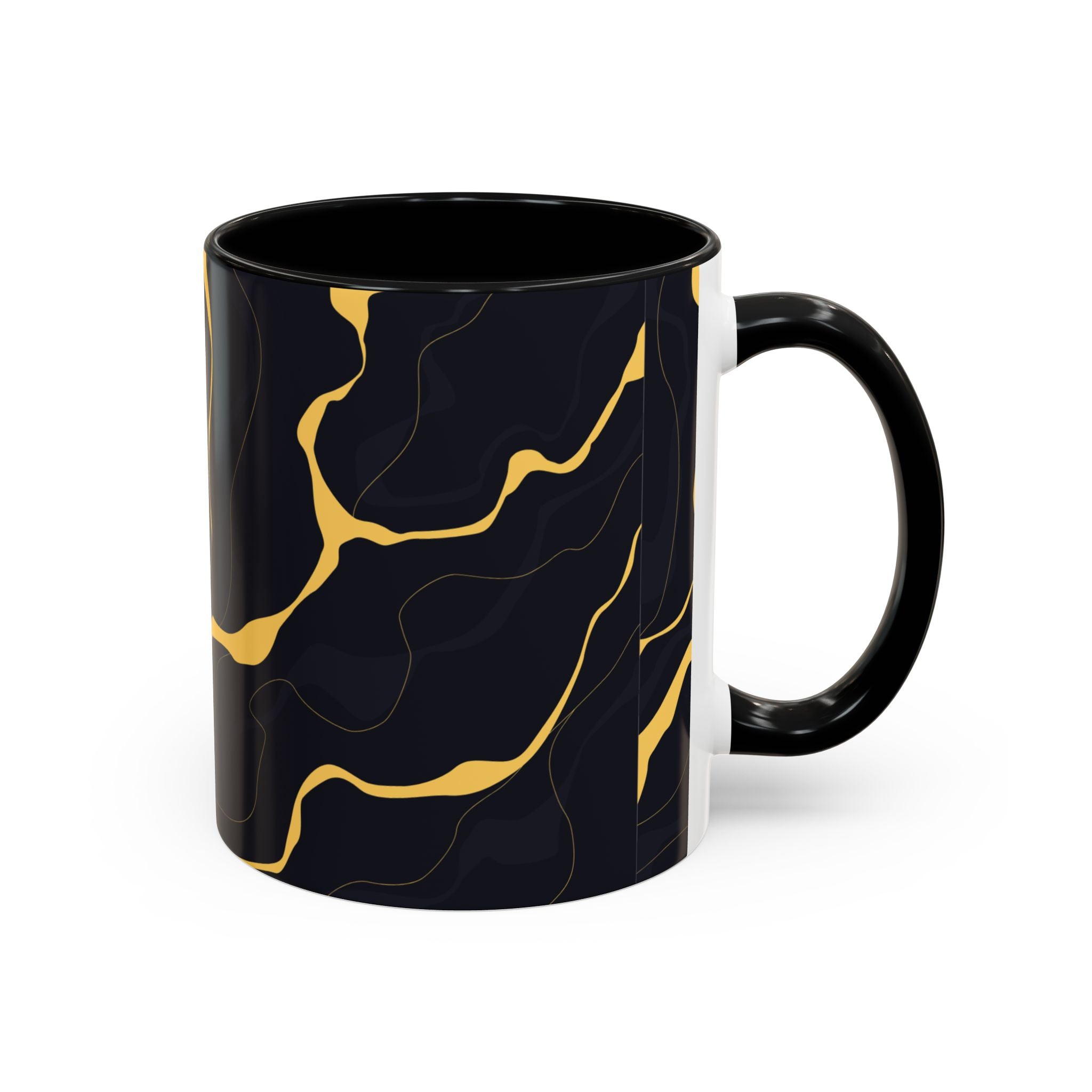 Black & Gold Marble Accent Coffee Mug — 11/15oz