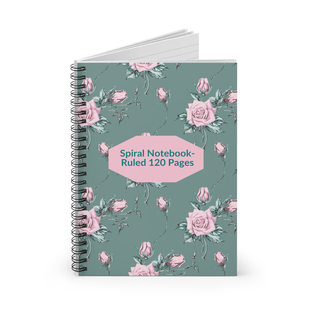 Floral Rose Spiral Notebook — Ruled 120-Page Journal
