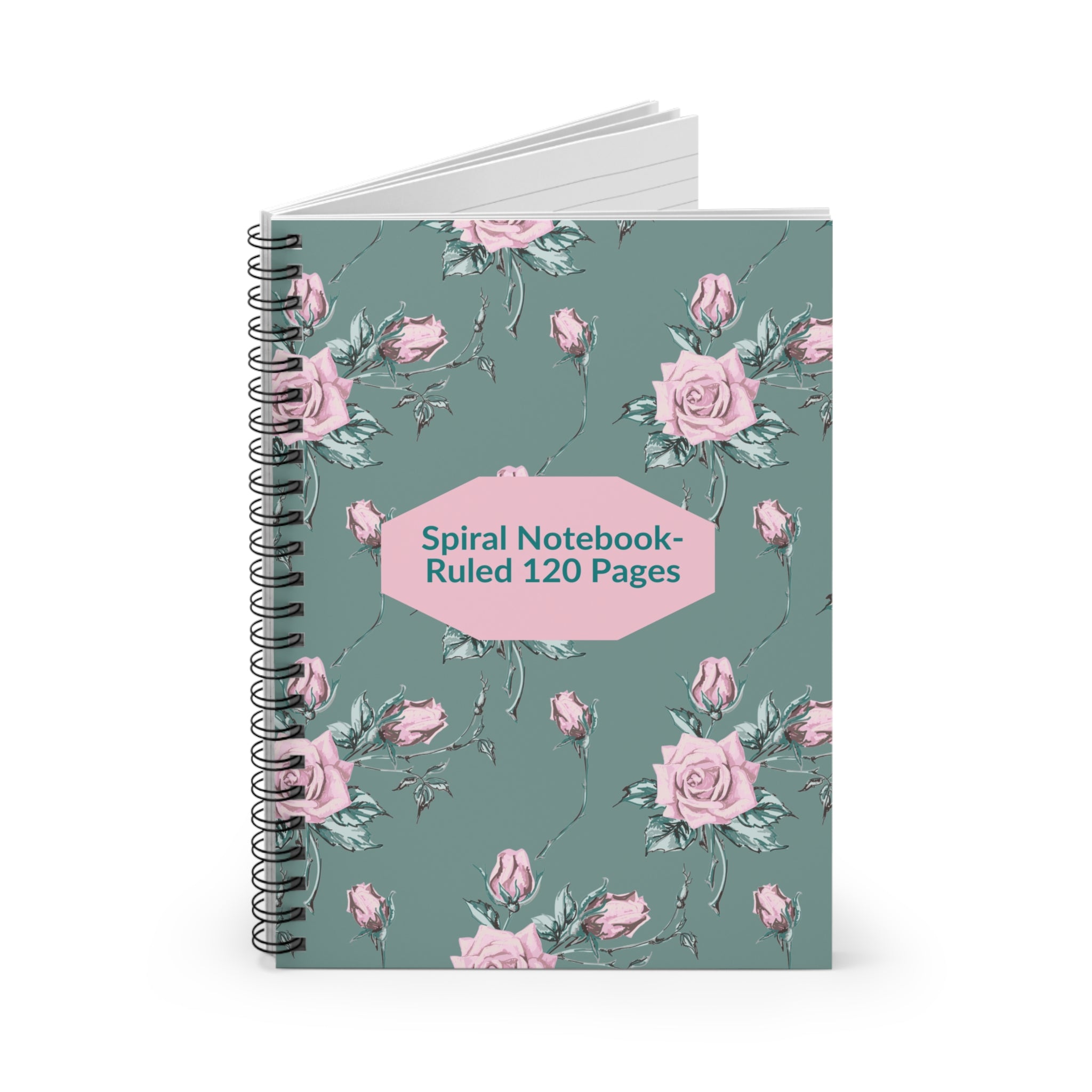 Floral Rose Spiral Notebook — Ruled 120-Page Journal