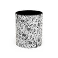 Black Floral Accent Coffee Mug — Elegant Swirl Pattern (11/15oz)