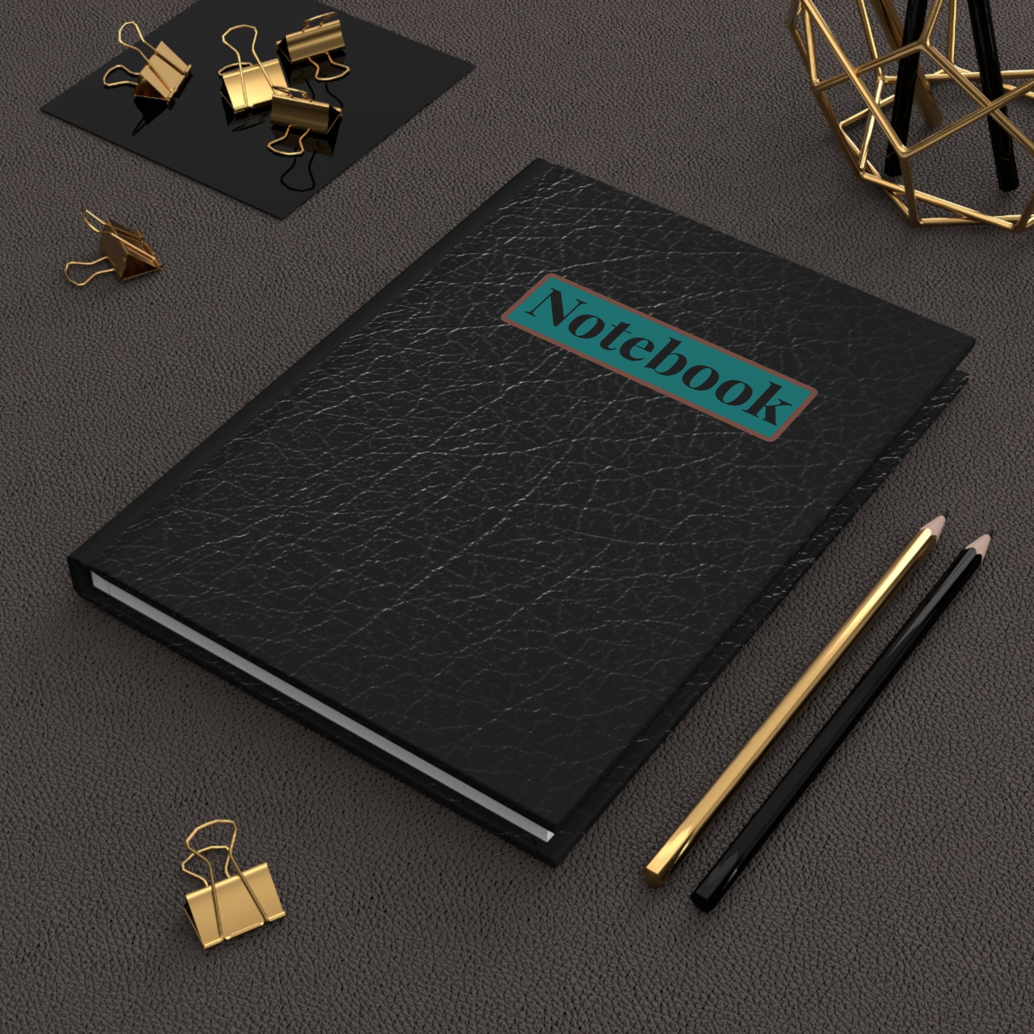 Notebook Hardcover Journal — Black Leather Matte Notebook