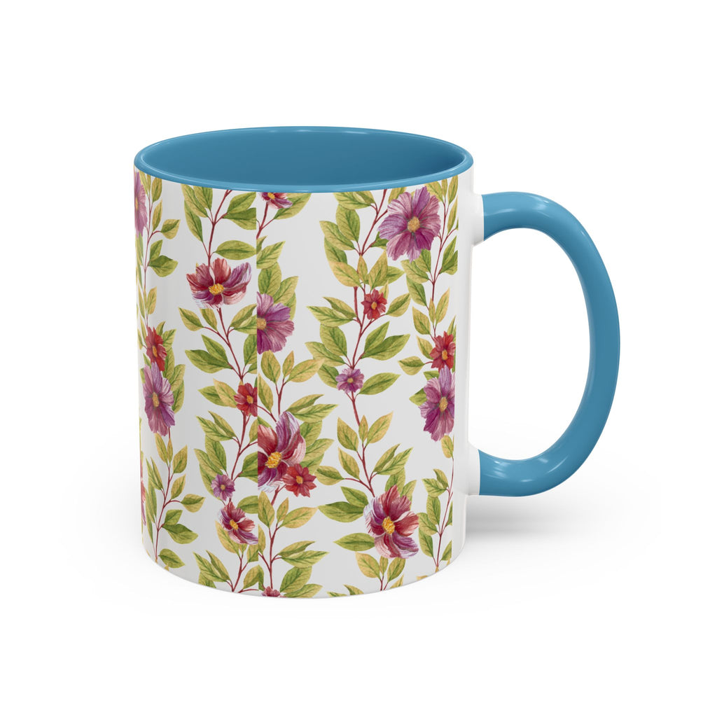 Floral Vine Accent Coffee Mug — Purple Watercolor Blossoms (11/15oz)