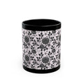 Black Floral Pattern Mug – Monochrome Rose Coffee Cup (11oz/15oz)
