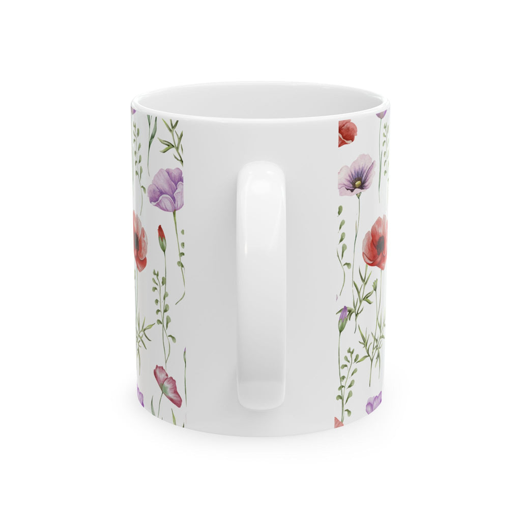 Floral Watercolor Poppy Mug — Botanical 11oz & 15oz Ceramic Coffee Cup