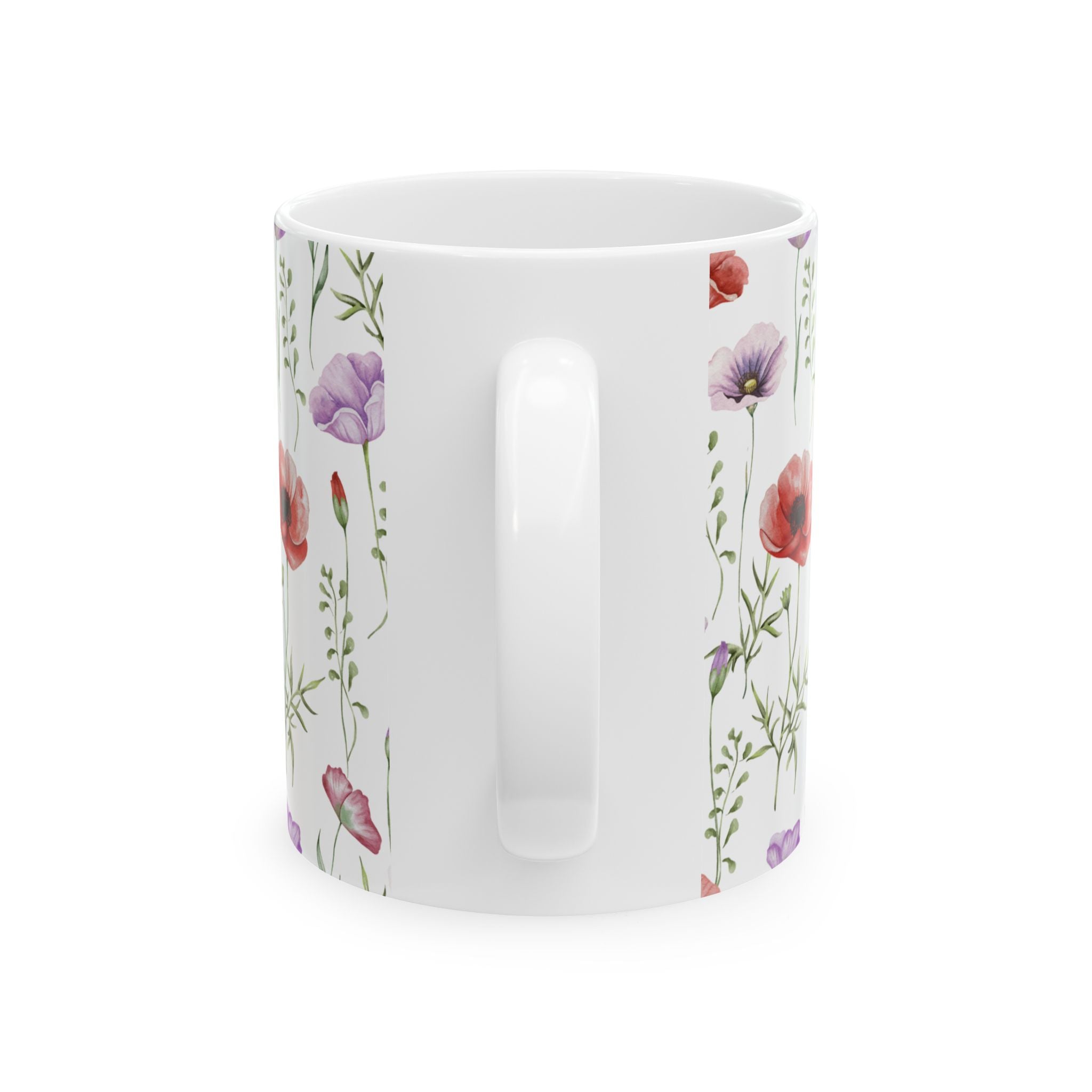 Floral Watercolor Poppy Mug — Botanical 11oz & 15oz Ceramic Coffee Cup