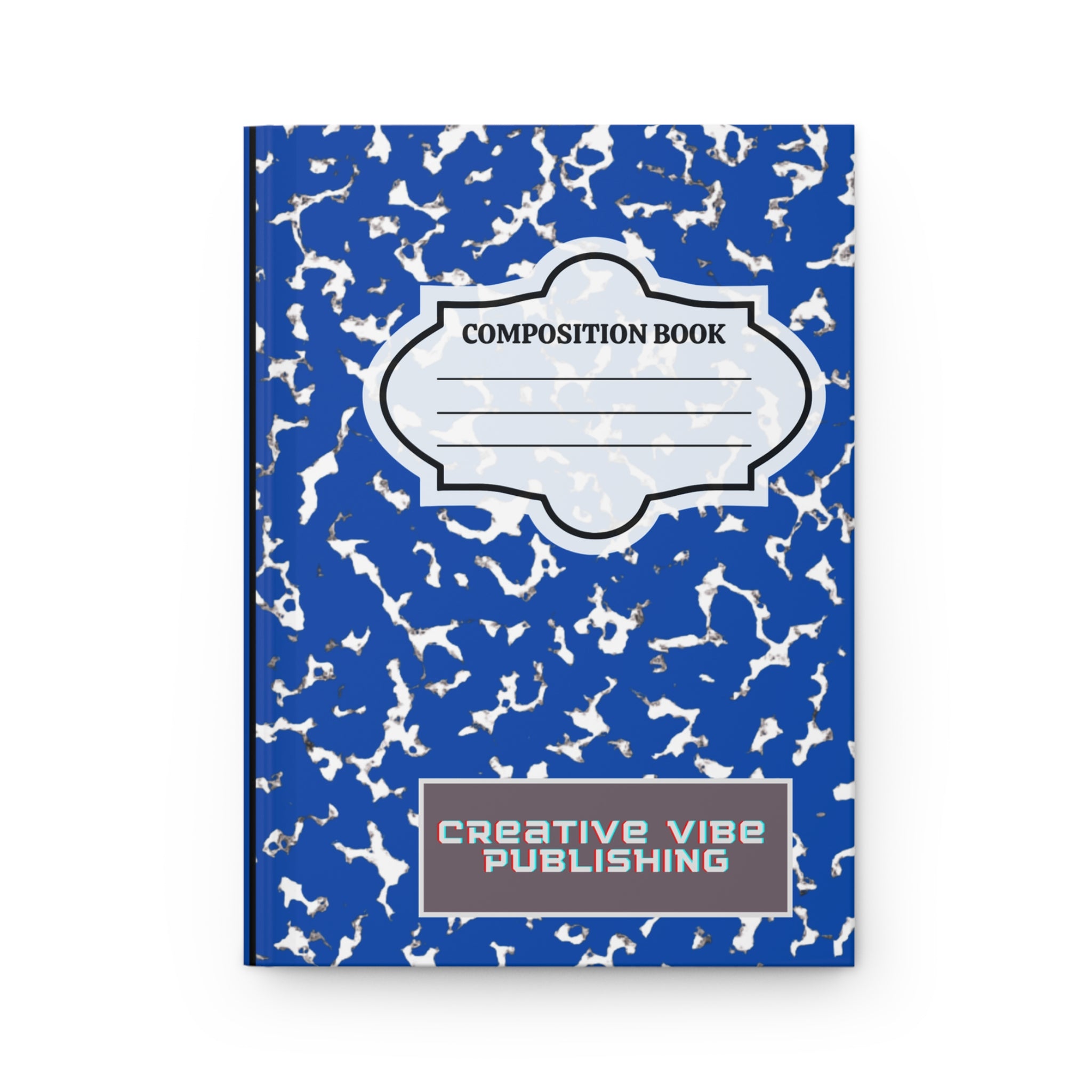 Blue Composition Hardcover Journal — "Composition Book" Classic Marble Notebook