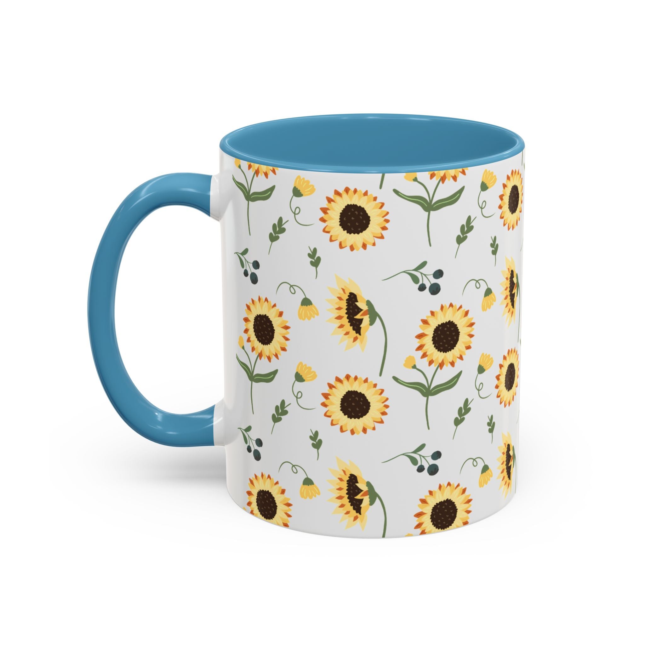 Sunflower Pattern Accent Coffee Mug — 11/15oz Ceramic Mug