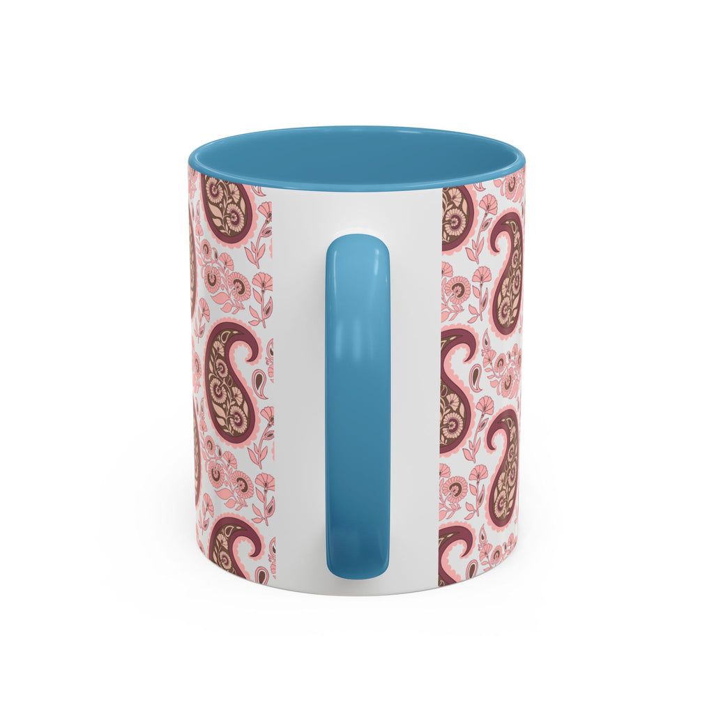 Pink Paisley Accent Coffee Mug — Decorative Floral Pattern 11/15oz