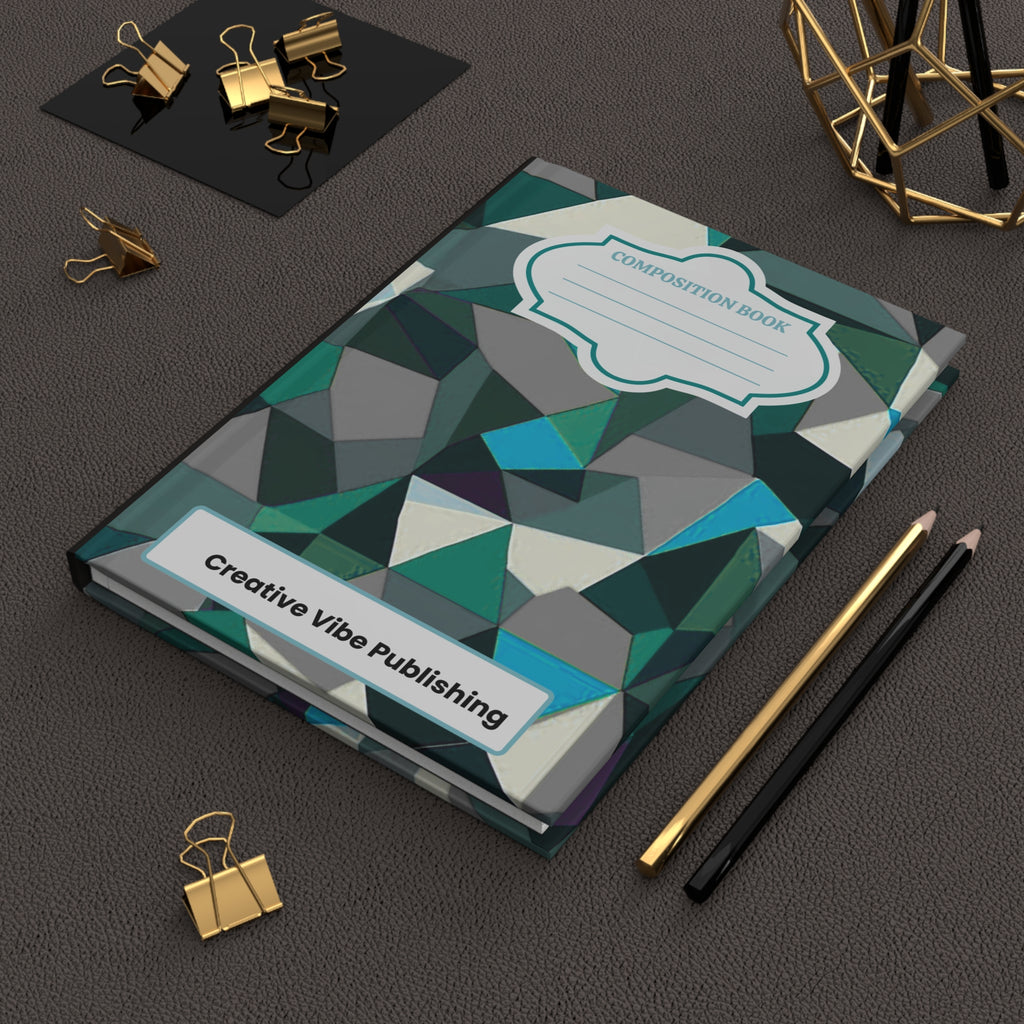 Geometric Teal Hardcover Journal- Modern Composition Notebook