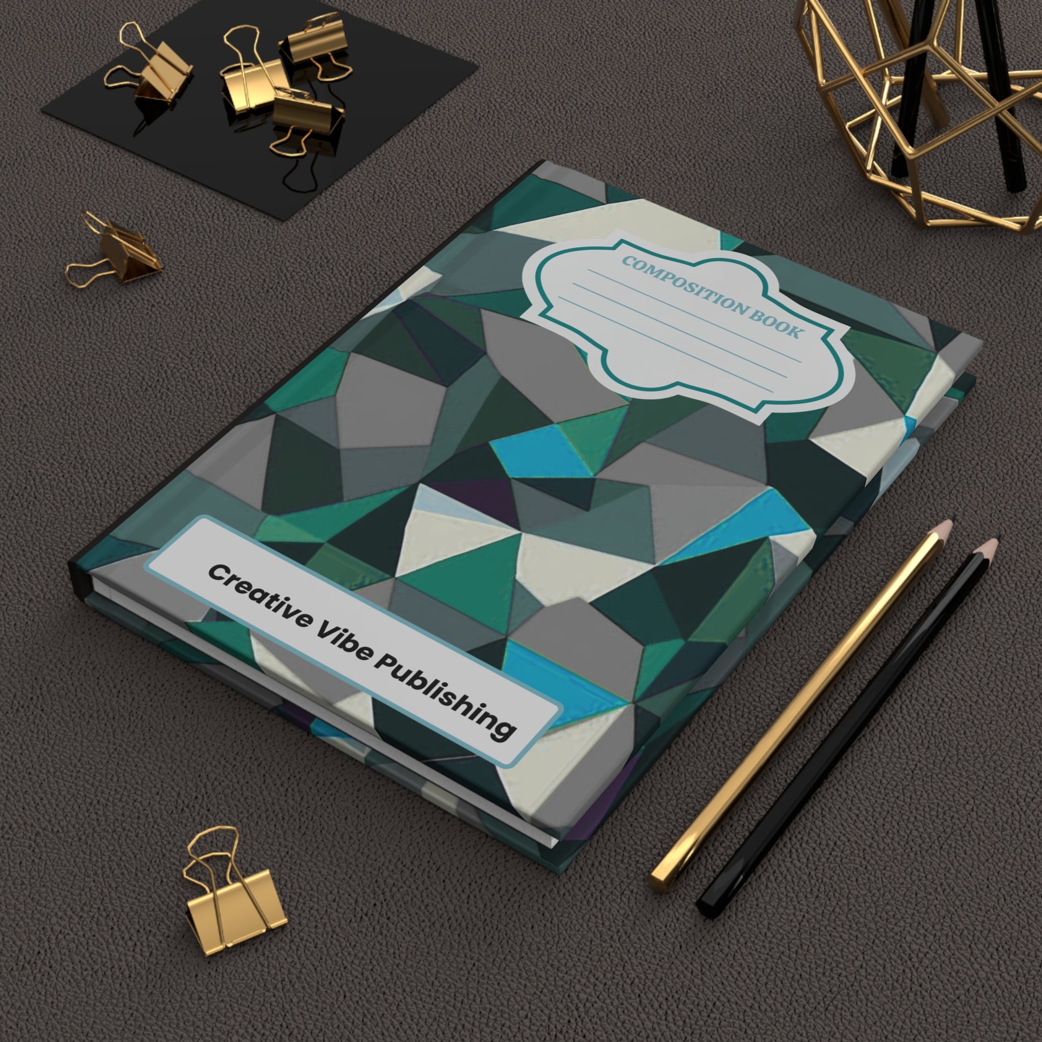 Geometric Teal Hardcover Journal- Modern Composition Notebook