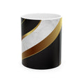 Marble & Gold Stripe Ceramic Mug (11oz, 15oz) — Elegant Black Luxe Coffee Cup