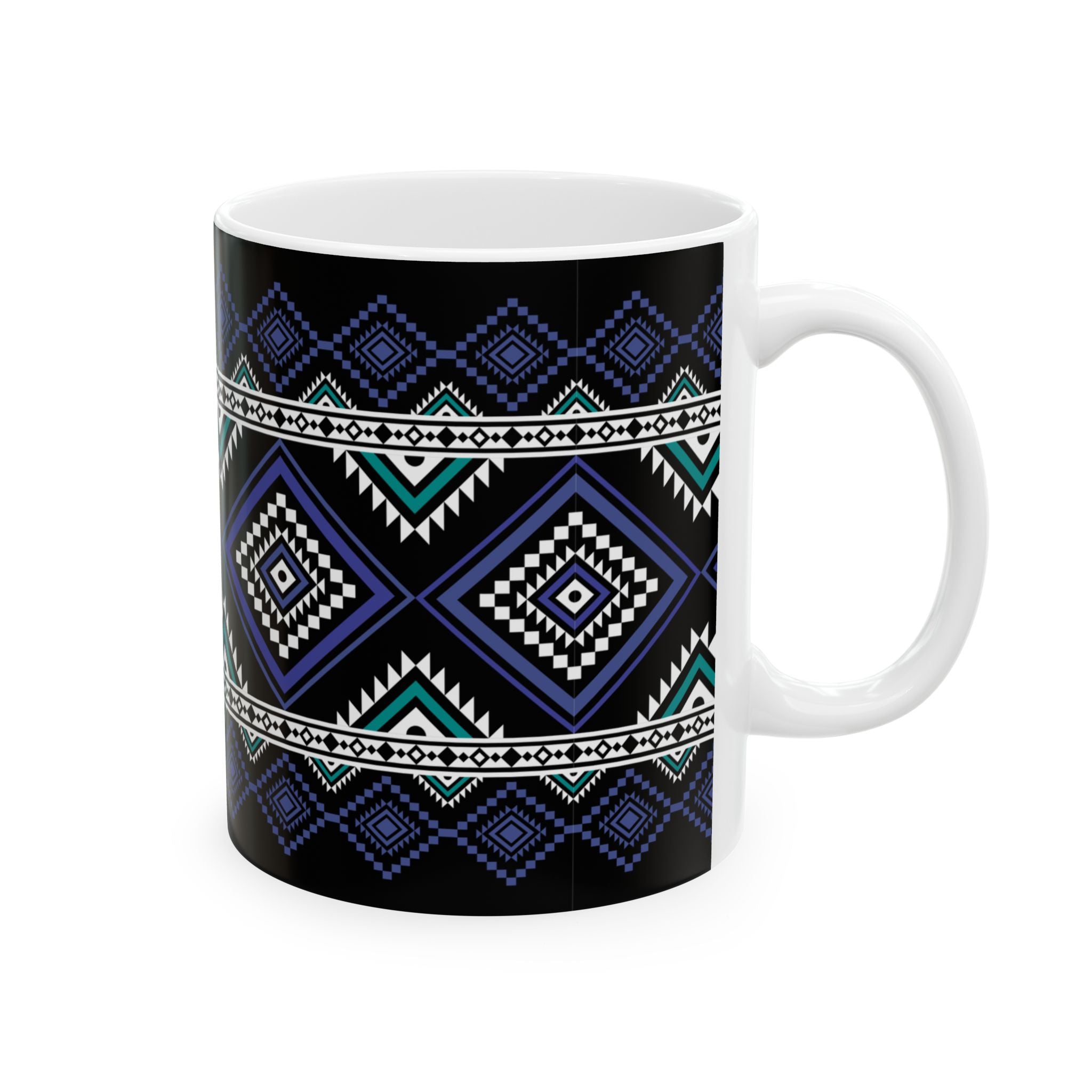 Aztec Diamond Pattern Ceramic Mug – Tribal Geometric 11oz & 15oz