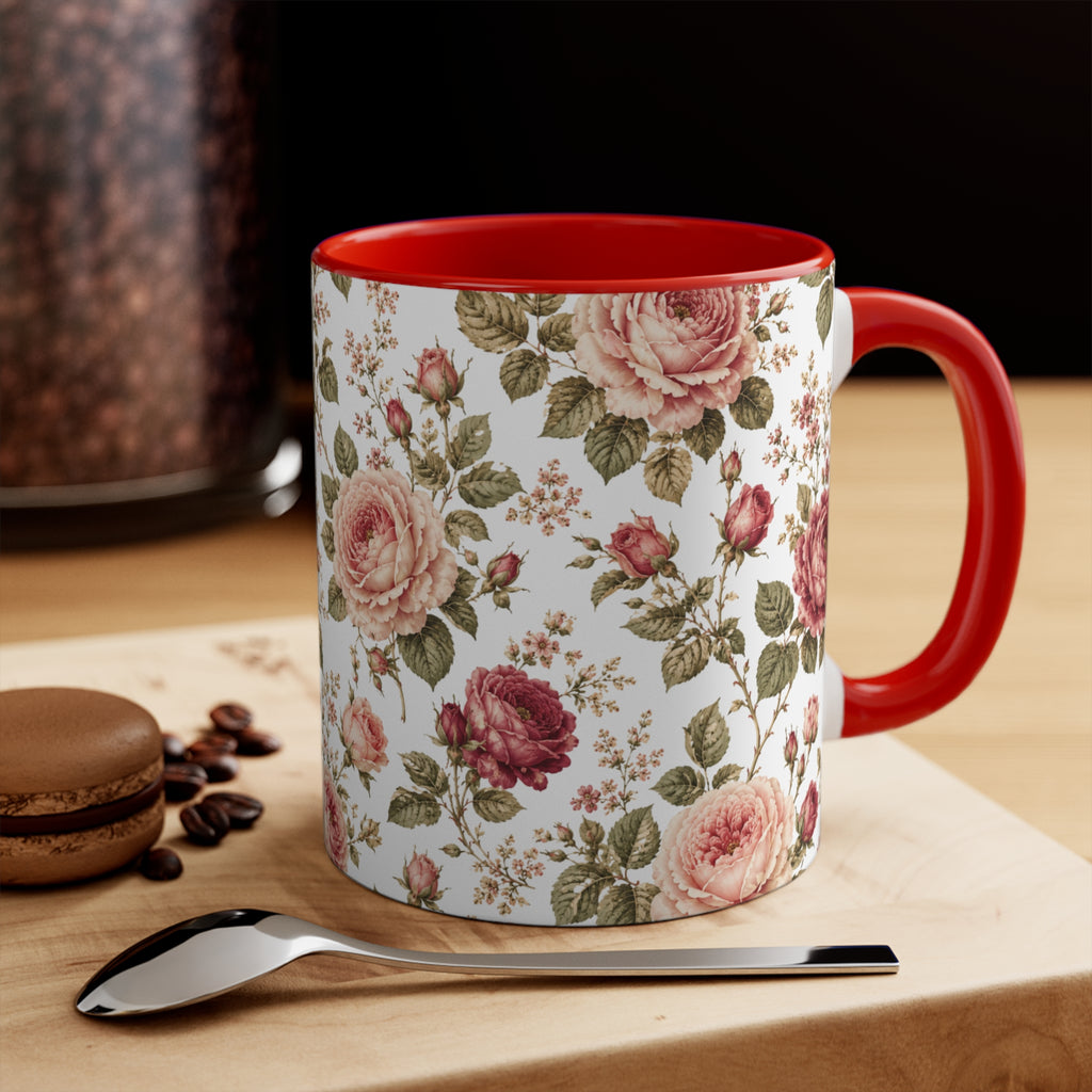 Vintage Rose Accent Mug – Pink Interior Floral Coffee Cup