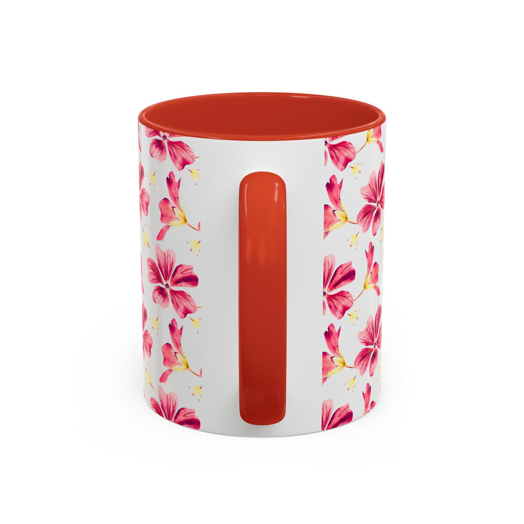 Pink Floral Accent Coffee Mug – Watercolor Hibiscus Pattern (11/15 oz)