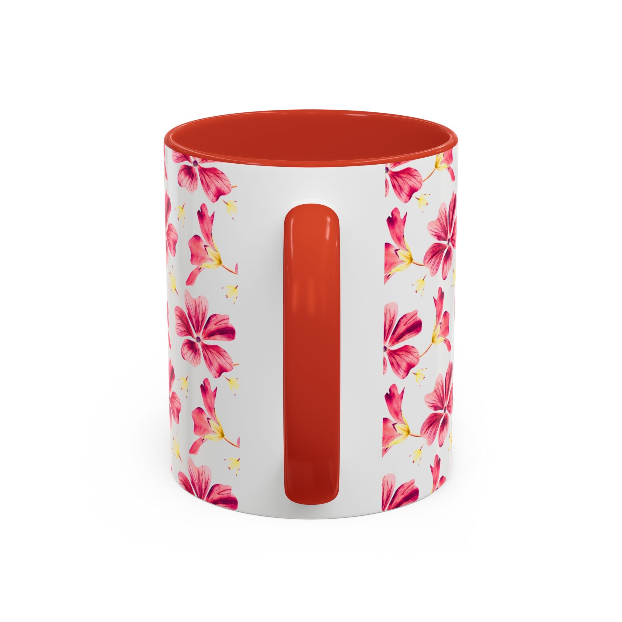 Pink Floral Accent Coffee Mug – Watercolor Hibiscus Pattern (11/15 oz)